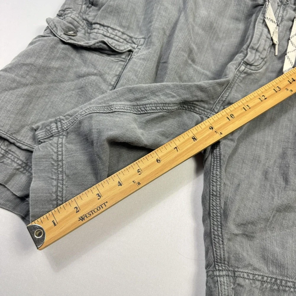 Faherty Brand Cargo Shorts Mens 40 Gray Linen Cotton Utility Pockets Drawstring‎